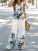 Women's Clothing round neck casual printed vest wide leg pants suit_ecoleips.com