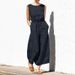 Women's Clothing Summer Solid Color High Waist Sleeveless Slim Trousers_ecoleips.com