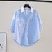 premium linen shirt for women breathable white & raspberry pink blouse with polo collar & relaxed fit_ecoleips.com