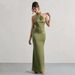 ng2510292 Cross-Border Halter Neck Evening European And American Slim Fit New Solid Color Sexy Women's Long Banquet Dress_ecoleips.com