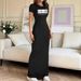 Elegant Casual Long Dress Slim Fit Round Neck Short Sleeve For Women Spring Summer Fashion Flattering Women's Clothing_ecoleips.com