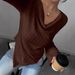 Women's V-Neck Long-Sleeve T-Shirt – Classic & Comfortable (White/Black/Brown, S-XXL)_ecoleips.com