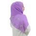 Muslim Accessories"Elegant Floral Chiffon Headscarf With Pearl Accents – Versatile Long Shawl For Women"_ecoleips.com