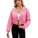 2025 European And American Autumn Winter New Fashion Zipper Hooded Solid Color Short Long Sleeve_ecoleips.com