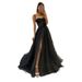 Suspender Evening Dress Cross Border New Style Birthday Party Little Sister Party Evening Dress High Waist Slim Side Slit Dress_ecoleips.com