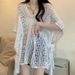 Women's Knitted V-Neck Batwing Sleeve Top Hollow Out Loose Fit Summer Plus Size Slimming Versatile Casual T-Shirt_ecoleips.com