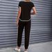 Women's Clothing Color Block Trim Casual Suit American Style Simple Loose Fit Short Sleeve Spring Summer Autumn New_ecoleips.com