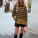 Striped High-Collared Sweater For Women Autumn/Winter Knit Top_ecoleips.com