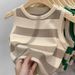 Women's Clothing Summer New Contrast Striped Knitted Vest Female Design Niche Vest Top_ecoleips.com