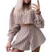 Spring/Summer Grid-Print Long-Sleeve Shirt & High-Waisted Wide-Stocking Pants Set Stylish, Personalized, And Casual_ecoleips.com
