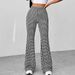Women's Clothing Fashion Retro Houndstooth High-Waisted Slim Fit Floor-Length Casual Flare Pants For Women For Formal & Casual_ecoleips.com