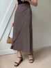 Women's Clothing Satin Midi Skirt Mid Length Imitation Silk Women's Bottoms Style For Formal & Casual For Women_ecoleips.com
