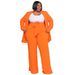 Women's Clothing Plus Size Fashion Temperament Professional Leisure Long Sleeved Trousers Tie Two Piece Suit_ecoleips.com