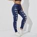Women's Clothing Ripped Raw Edge High Elastic Women's Denim Skinny Pants_ecoleips.com