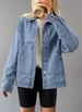 Trendy Oversized Denim Jacket For Women - Classic Polo Collar With Functional Pockets (Light Blue/Navy/Black/Charcoal/White, S-2XL)_ecoleips.com
