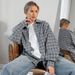 Verve 2025 Spring And Autumn New Gray Elegant Plaid Oversized Loose Turn-down Collar Shirt Fashion Women's Clothing_ecoleips.com