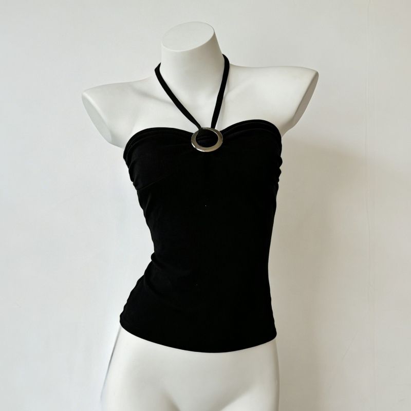 Y2k Aesthetics Tops Camis Women Clothing Punk Halter Bandage Tops Sexy Sling Aesthetic Crop Top Slim Gothic Tank Femme T Shirts_ecoleips.com