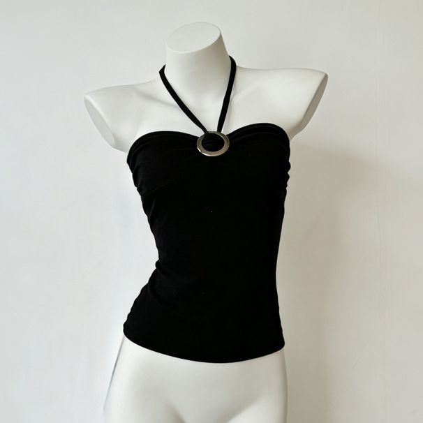 Y2k Aesthetics Tops Camis Women Clothing Punk Halter Bandage Tops Sexy Sling Aesthetic Crop Top Slim Gothic Tank Femme T Shirts_ecoleips.com