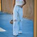 Women's Light Wash Distressed Denim Jeans - High Waisted Casual Ripped Jeans, Comfortable & Trendy For Everyday Wear_ecoleips.com