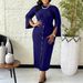 Elegant Floral Split-Sleeve Dress – Women’S Stretchy Knit Midi Dress (Polyester/Spandex, Office-To-Dinner Versatile Fit)_ecoleips.com