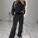 Women's Starry Sky Two Piece Set European American Style Autumn Winter Clothing Long Sleeved Round Neck Loose Top With Drawstring Wide Leg_ecoleips.com
