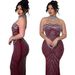 Women's Rhinestone Evening Dress - Sleeveless Bodycon Midi Dress With Glitter Mesh & Stretch Fabric_ecoleips.com