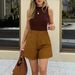 Women's Shorts Solid Color Straight Leg Wide Leg A-Line Casual Fashion_ecoleips.com