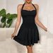 Women's Halter Neck Swing Dress 2026 Pure Alluring Style American Fashion Sexy Cinched Waist Pleated Casual Elegant Thin_ecoleips.com