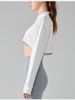K New American Style Collared Half Cut Sweatshirt With Exposed Navel, Women's Zipper Small Cardigan Short Jacket, Tennis Long Sleeved Sports Top_ecoleips.com