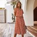 European And American Cross-Border 2025 Summer New Long V-Neck Elegant Fresh Button Tie Polka Dot Dress_ecoleips.com
