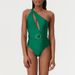 Women's One-Shoulder Hollow One-Piece Swimsuit - Solid Color High-End Swimwear_ecoleips.com