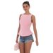 Voya European And American Women's Summer New Tops, Solid Color Sleeveless Back-tie Open-back Waist-cinching Stylish T-shirt_ecoleips.com
