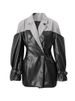 Coat Fashion PU Leather Patchwork Blazer Women's Lapel Slim Double Breasted Long Sleeves Suit Jacket Autumn New CQ02_ecoleips.com