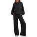 Effortless Chic Lounge Set – High-Neck Pullover & Wide-Leg Pants (S-5XL, 11 Colors, Breathable Polyester-Spandex Blend)_ecoleips.com