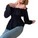 Aria Basics Aria Basics European And American Cross-border 2025 High-end Pleated Off-shoulder Long-sleeve Spring/autumn Shirt, Korean Style,_ecoleips.com