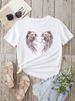European And American Cross-border Foreign Trade Women's Floral Butterfly Round-neck Printed Short-sleeve T-shirt Top_ecoleips.com