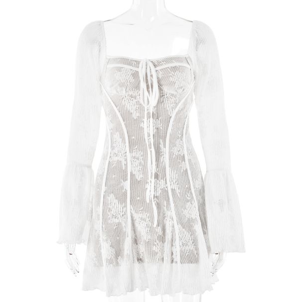 Women's Clothing Ins Lace New Trumpet Sleeve Tube Top Dress Sexy Hot Girl Casual Backpack Hip Short Skirt_ecoleips.com