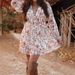 Cross-border 2024 European And American Women's Fashion Autumn V-neck Sexy Floral Print Dress_ecoleips.com