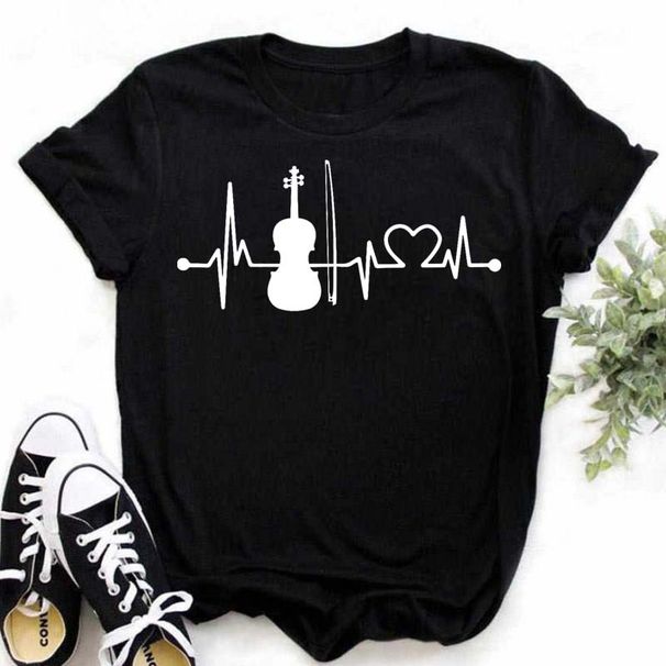 New Harajuku Funny Music Note Art T Shirt Fashion Women T Shirt Music Tops Short Sleeves Black T-shirt Ladies Casual Tees Top_ecoleips.com