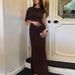 European American Women's Summer Fashion Off-Shoulder Pleated Dress Ankle-Length Casual Tight Fit Hip Hugging Design_ecoleips.com