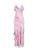 Women's Clothing sexy colored suspender skirt autumn V neck sleeveless printed ruffle dress_ecoleips.com