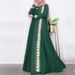 2025 New Muslim Robe Positioning Printing Fashionable And Elegant Long Sleeved Loose Dress_ecoleips.com