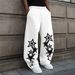 Gothic Star Print High Waist Wide Leg Pants Adjustable Drawstring Lightweight Comfortable Casual Trousers for Women_ecoleips.com