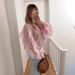2025 Spring Summer Lady V-neck Ruffled Long Sleeve Shirt European And American Fashion Commuter Women's New Style_ecoleips.com