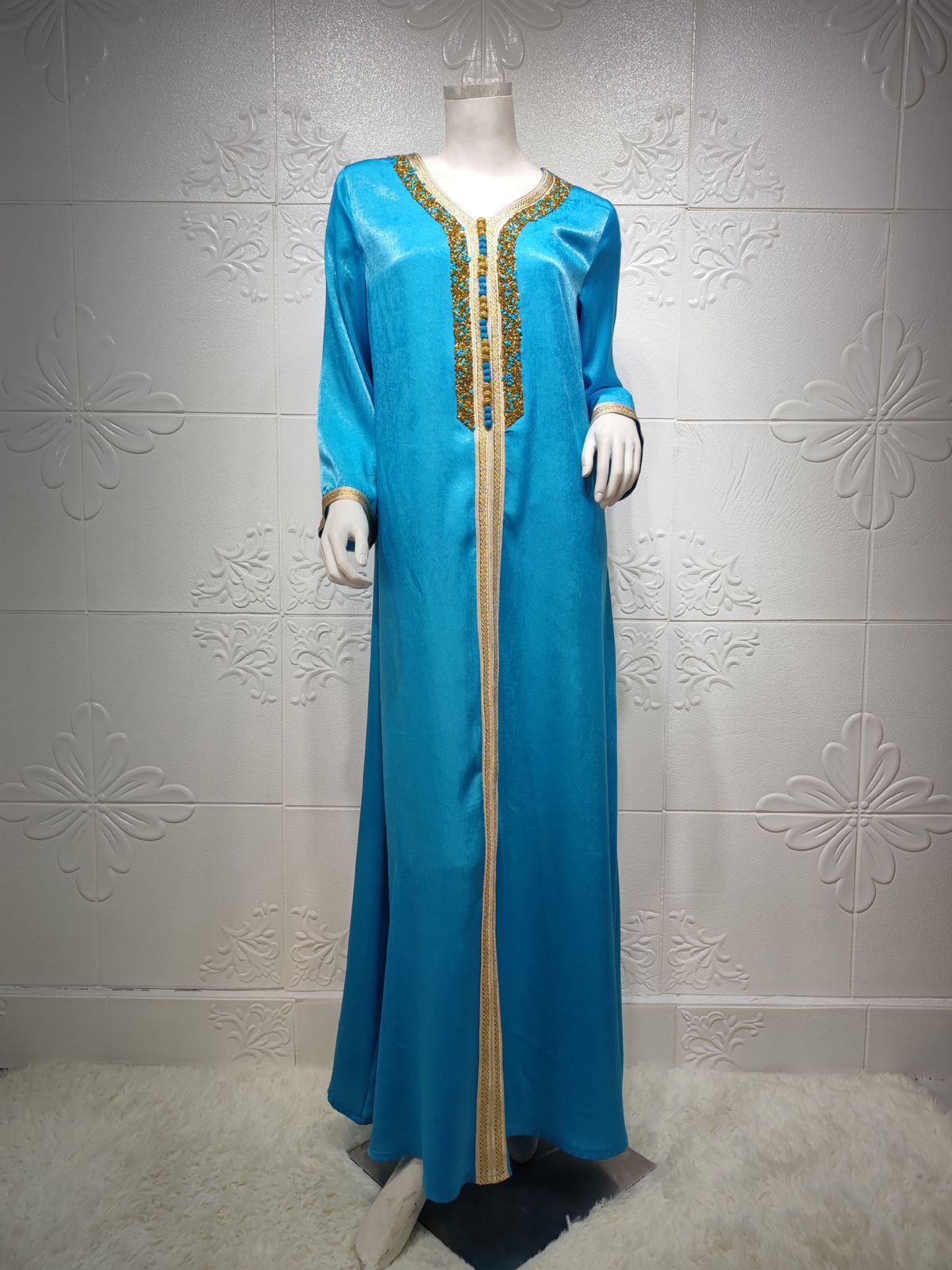 Women's Clothing Dress Hot Diamond Ribbon Lace Abaya Dubai Muslim Fashion Robe_ecoleips.com