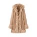 Suede & Faux Fur Trim Long Coat – Elegant Winter Outerwear For Women (S/M/L, Oversized Lapel & Flared Sleeves)_ecoleips.com