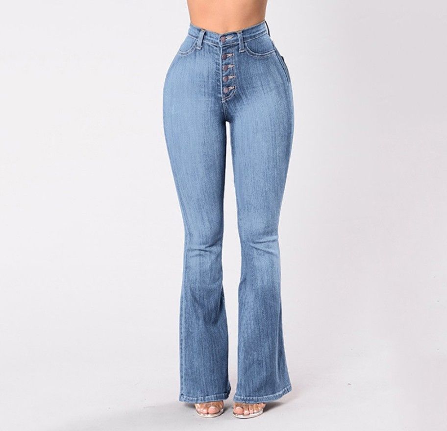 Women's Clothing High-Waisted Women's Stretch Jeans Wide Leg Stretch Denim Flared For Formal & Casual For Women_ecoleips.com