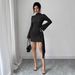 Elegant Fashion Solid Color Slimming Waist Fitted Long Sleeve Dress With Metal Buckle For Women Casual Daily Formal Occasion Wear_ecoleips.com