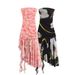 Women's Clothing Sexy Tube Top Collar Printed Silk Mesh Irregular Dress Female_ecoleips.com