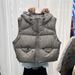 Women's Lightweight Hooded White Goose Down Vest, Oversized Short Puffer Jacket, Casual Zip-Up Outerwear For Fall & Winter_ecoleips.com